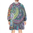 thumbnail image 2 of Wearable Oversized Blanket,Blue Pioneer Flower and Paisley Pattern Wearable Blanket Hoodie for Adults,Cozy Hooded Blankets with Super Pockets,Super Warm Fuzzy Pullover for Women & Men, 2 of 6