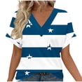 thumbnail image 2 of Favoffer Women Boho Tops Short Sleeve V Neck Stripe Print Dolman Sleeve Loose Casual Blouses Street Travel Gathering Relax, 2 of 6