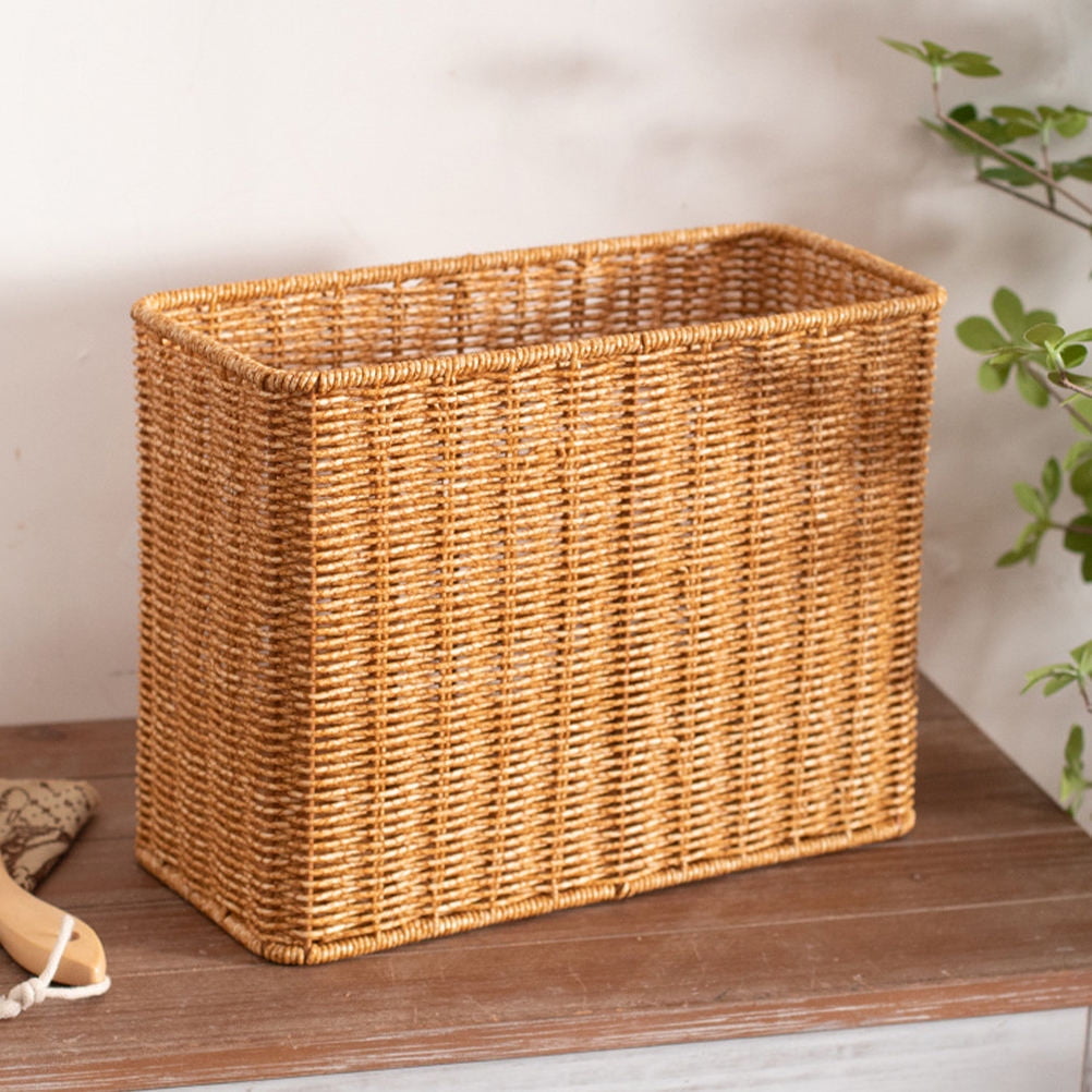 OULII Desktop Woven Basket for Yoga Mat Organization in Khaki 1Set