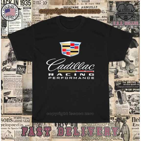 Reprint Rare New Tees Cadillac Racing Performance IMSA Logo Men's T-Shirt American T-Shirt