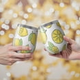 thumbnail image 2 of 12oz Stemless Wine Tumblers Yellow Lemon Fruit Leaves White Pattern Vacuum Insulated Stainless Steel Travel Tumbler Cups Mug with Lid and Straw for Champaign,Cocktail,Beer with Cleaning Brush, 2 of 5