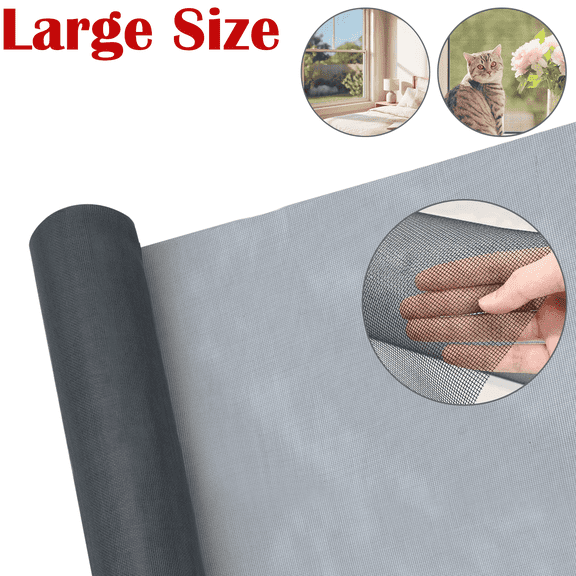 Petoto 47" x 100' Window Screen Roll, Window Screen Mesh, Replacement Door Screen, Porch Screen, Dog Screen, Cat Screen, Gray