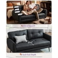 thumbnail image 4 of LAZZO 61" Faux Leather Loveseat, Mid Century Modern Tufted 2-Seat Sofa for Small Spaces, Black, 4 of 7