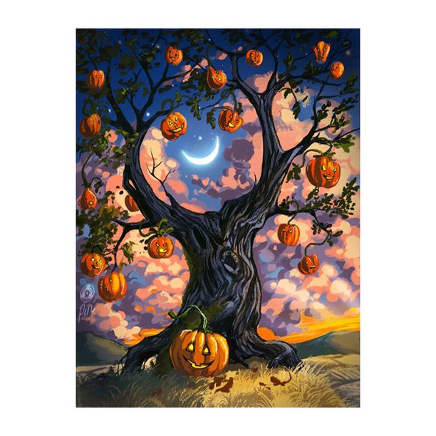 Taladro Pintura Diamante (DE0074) Calabaza Árbol 5D Full DIY Craft Costura Decoración para el hogar 45x60cm Hugtrwg Para estrenar