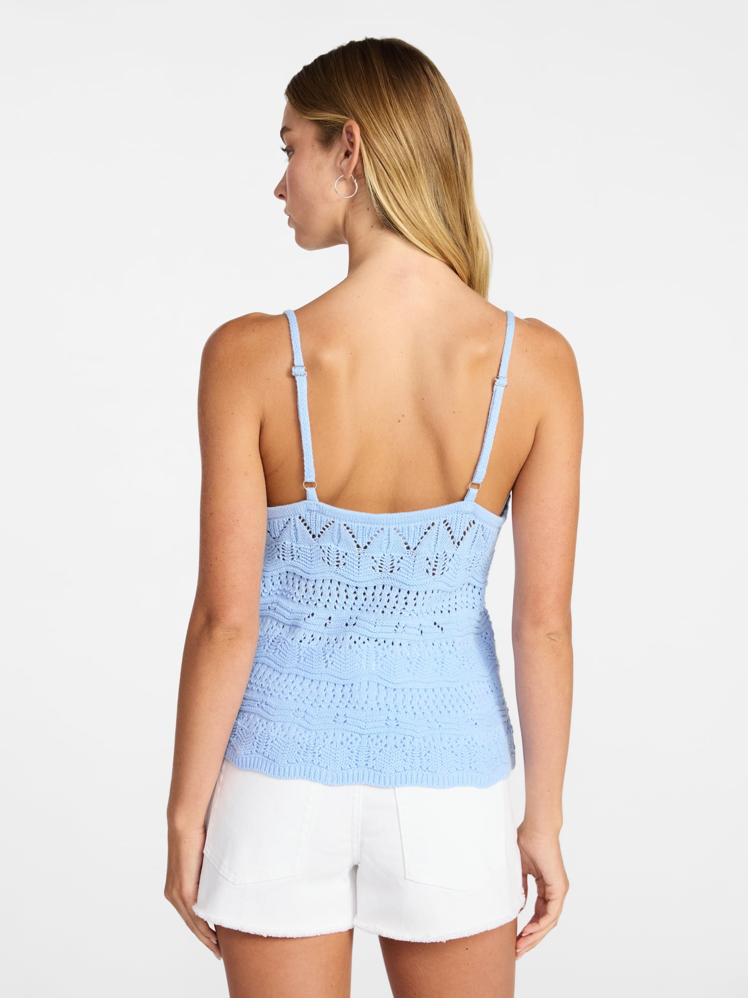 No Boundaries Tie Front Pointelle Cami, Women’s XXS-XXL