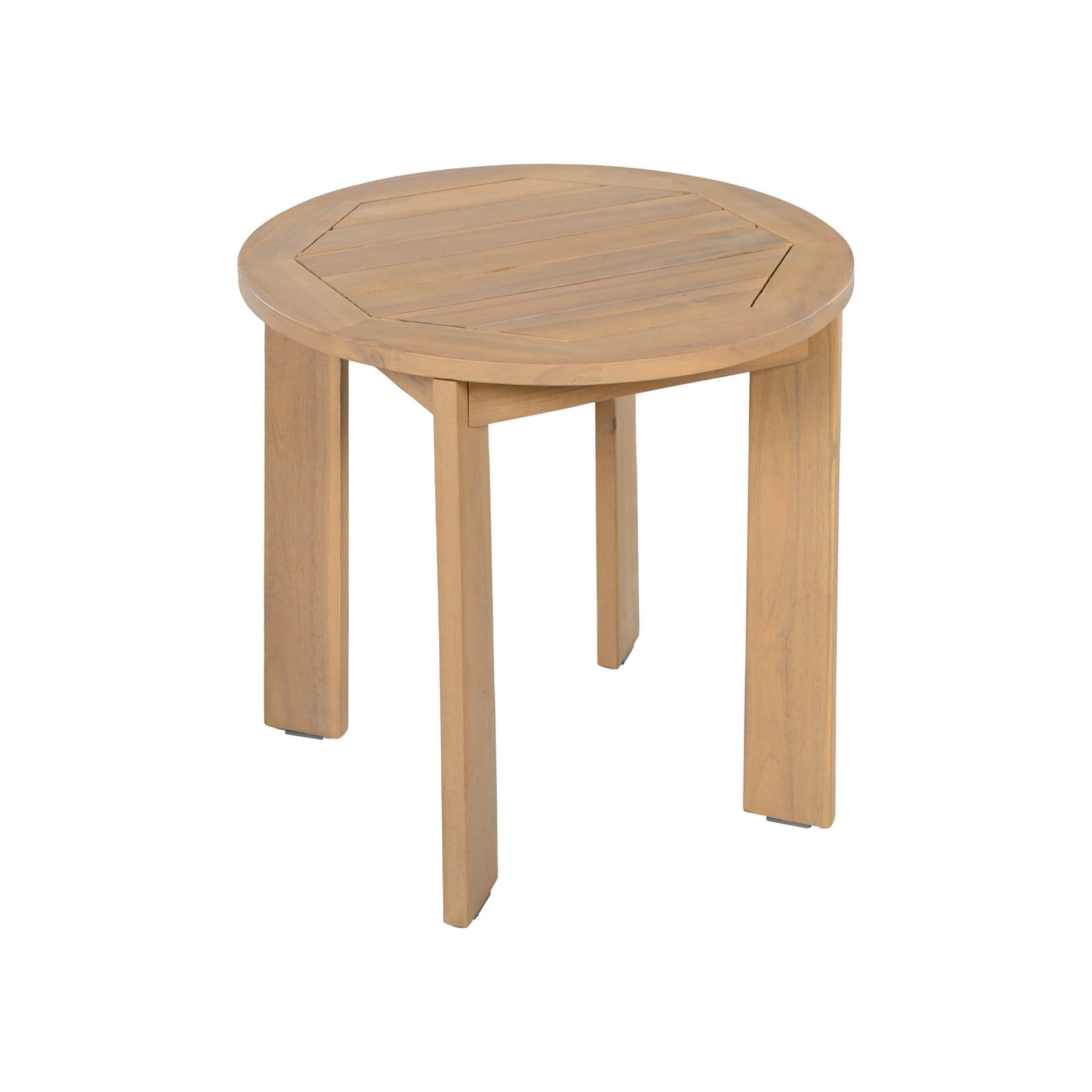 Christopher Knight Home 19.69" Acacia Wood Patio Side Table, Round Slatted Outdoor End Table, Light Teak