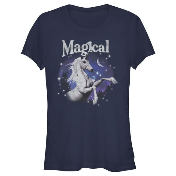 Junior's Lost Gods Magical Unicorn Graphic Tee Navy Blue 2X Large