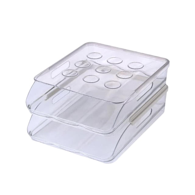 Auto Rolling, Caja de almacenamiento de huevos, Contenedor de huevos Diseño deslizante Organizador de nevera Porta huevos apilable Bandeja de huevos 2 capas SM SunniMix Almacenamiento de huevos