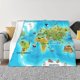 thumbnail image 1 of Fotbe World Map With Animals Landmarks Manta de Franela con Estampado, Manta Ultrasuave para Cama, Sofá, Auto, Hipoalergénica y Antibolitas-40"x30", 1 of 6