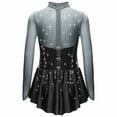 thumbnail image 5 of Kaerm Big Girl's Sparkly Figure Skating Dresses Ballet Dance Tutu Skirted Jazz Latin Gymnastics Dancewear Gray&Black 16, 5 of 6