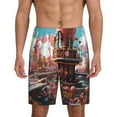 thumbnail image 1 of Balery fairy-tale-world-with-delicious-candy Pantalones cortos de pijama de punto de algodón para hombre con cinturilla y bolsillos-Large, 1 of 6