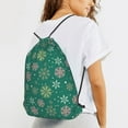 thumbnail image 6 of XMXT Waterproof Gym Bag, Cartoon Green Snowflake Drawstring Backpack for Men, s, 6 of 8