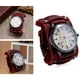 thumbnail image 5 of Puntero de cuero retro Pulseras de reloj Correa ancha Accesorios Casual rojo retro jinwen reloj de pulsera, 5 of 8