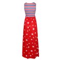 thumbnail image 4 of Vestido sin mangas sin mangas con estampado de rayas y estrellas y estrellas para mujer Vestido de América Sunnimix maxi vestido con bolsillo, 4 of 8