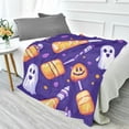 thumbnail image 4 of Festive Halloween Pattern Camping Blankets Bed Throws and Cozy Travel Blanket Fluorescence 70x55in Double Sided, 4 of 8