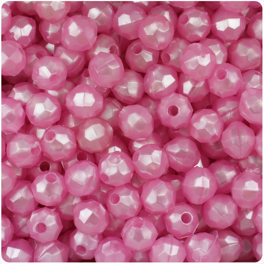 BeadTin Light Pink Pearl 8mm Faceted Round Craft Beads (450pcs)