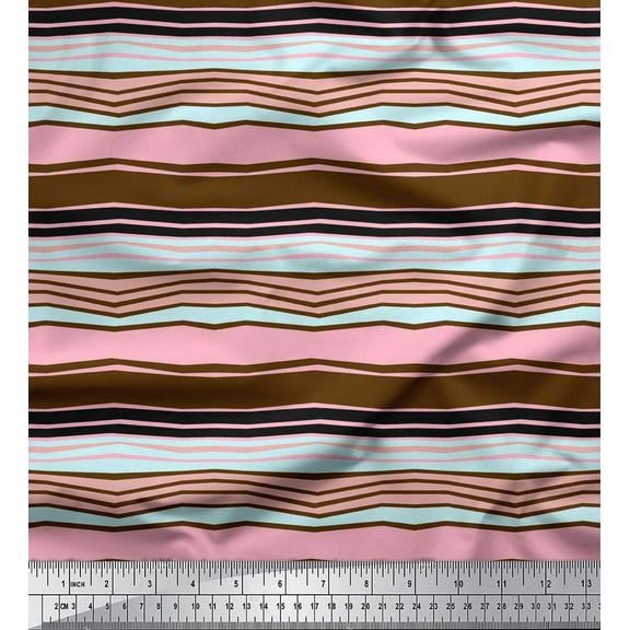 Soimoi Cotton Duck Fabric Abstract Stripe Print Fabric by The Yard 42 Inch Wide