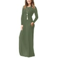 thumbnail image 3 of GZWYHT Robes pour Femmes 2025, Robes Maxi Décontractées pour Femmes à Manches Longues à Col Rond Unies Robe Longue Débardeur Robe à Manches Longues, Robes Modestes, Robe Verte, Commodes en Liquidation m, 3 of 9