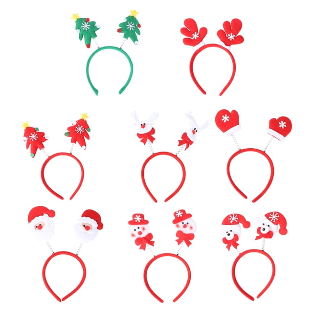 KAKOWELY 8 diademas navideñas con diseño de pelusa de dibujos animados, para primavera, para fiestas de Navidad (estilo variado)
