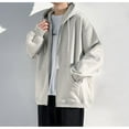 thumbnail image 4 of LpwkSSA Men's Cardigan Hooded Jacket Solid Color Quilted Zipper Long Sleeve Drawstring Windproof Outcoat with Pocket Trendy Loose Workout Coat Silver XL, 4 of 6