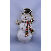 Vintage Christmas Snowman Brooch, Pin Sparkle GLITTER Enamel/metal Holiday Jewelry Gift