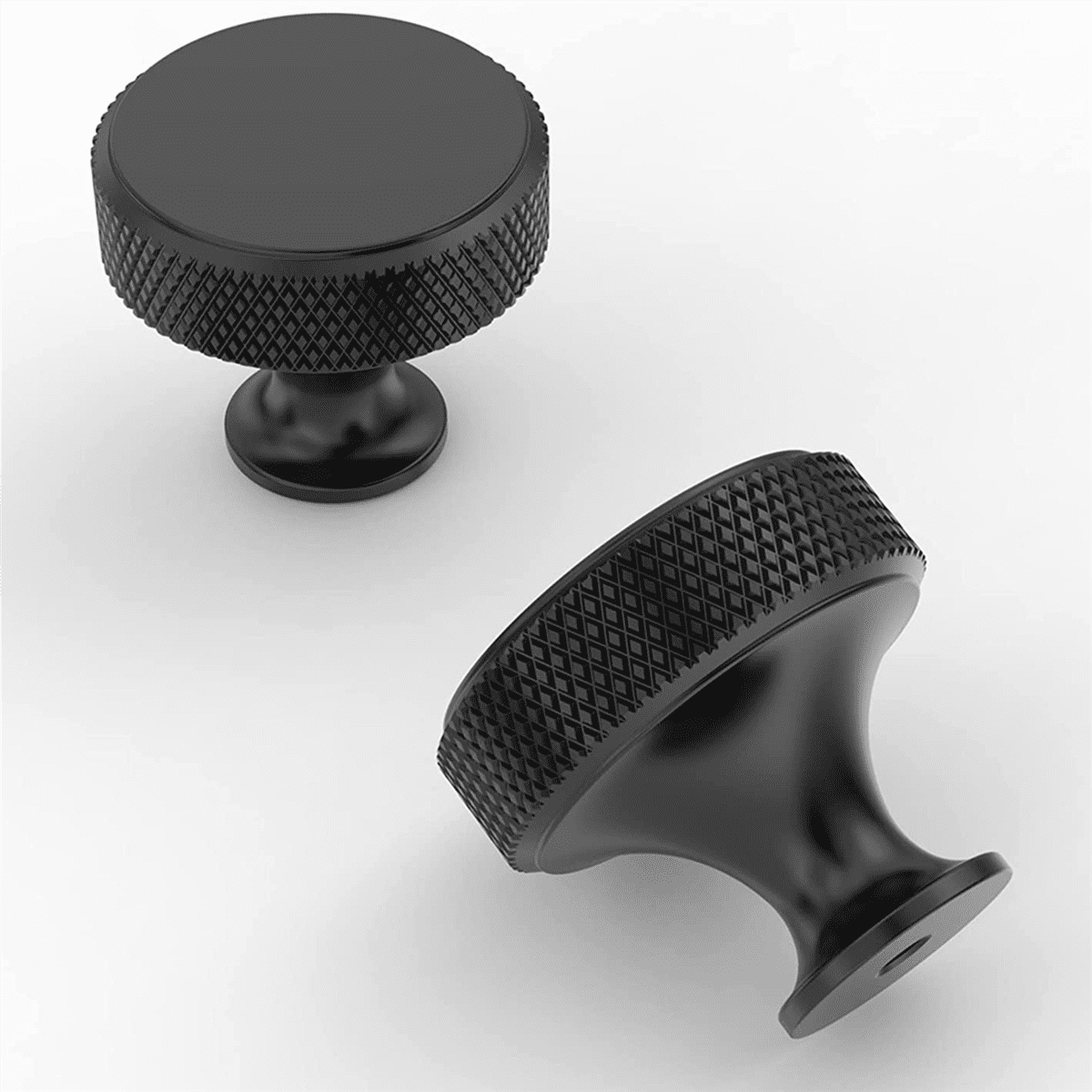 20 Pack Matte Black Knurled Cabinet Knobs Round Kitchen Cabinet Pulls for Drawer Dresser, Cupboard and Wardrobe