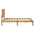 thumbnail image 5 of Full Platform Bed, Solid Wood Bed Frame with Headboard and Sturdy Legs, Modern 55 Inch Wide Slat-Supported Low Bed for Kids Adults Bedroom, No Box Spring Needed, Light Brown, 5 of 7