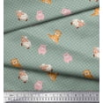 thumbnail image 3 of Soimoi Rayon Fabric Circle,Pig & Sheep Kids Printed Fabric 1 Yard 56 Inch Wide, 3 of 3