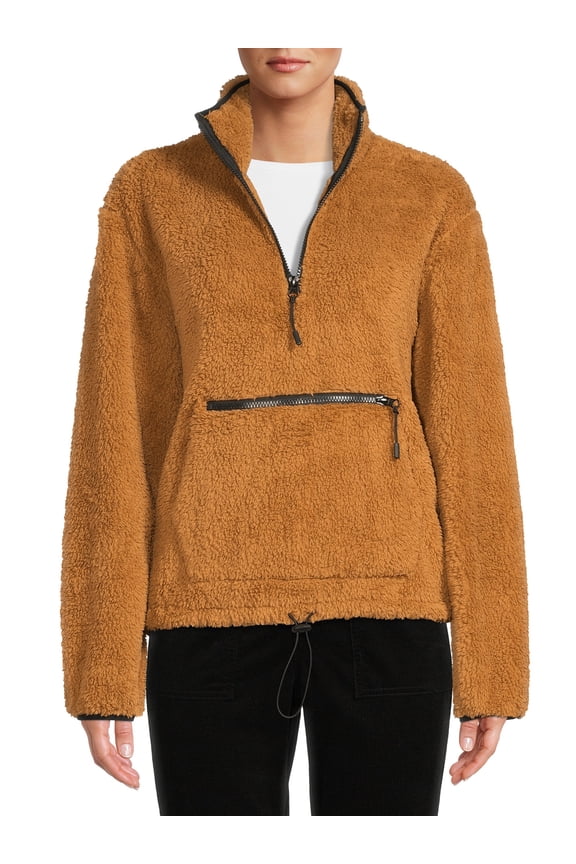 Juniors’ Sherpa Mock Neck Half Zip Pullover