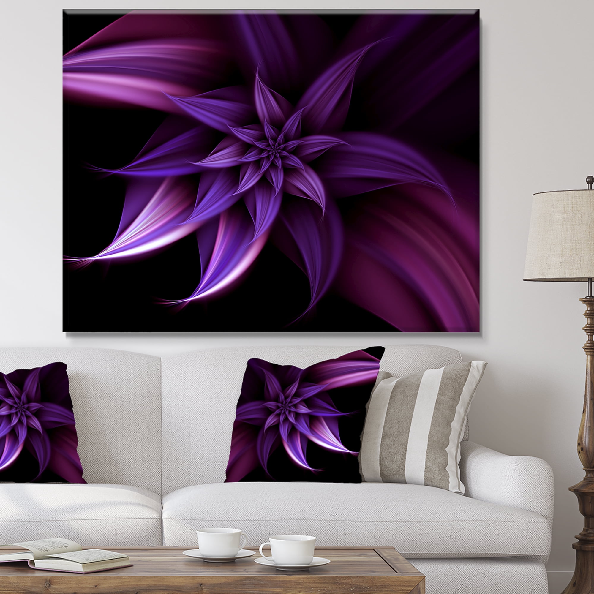 Designart 'Fractal Flower Purple ' Floral Art Canvas Print