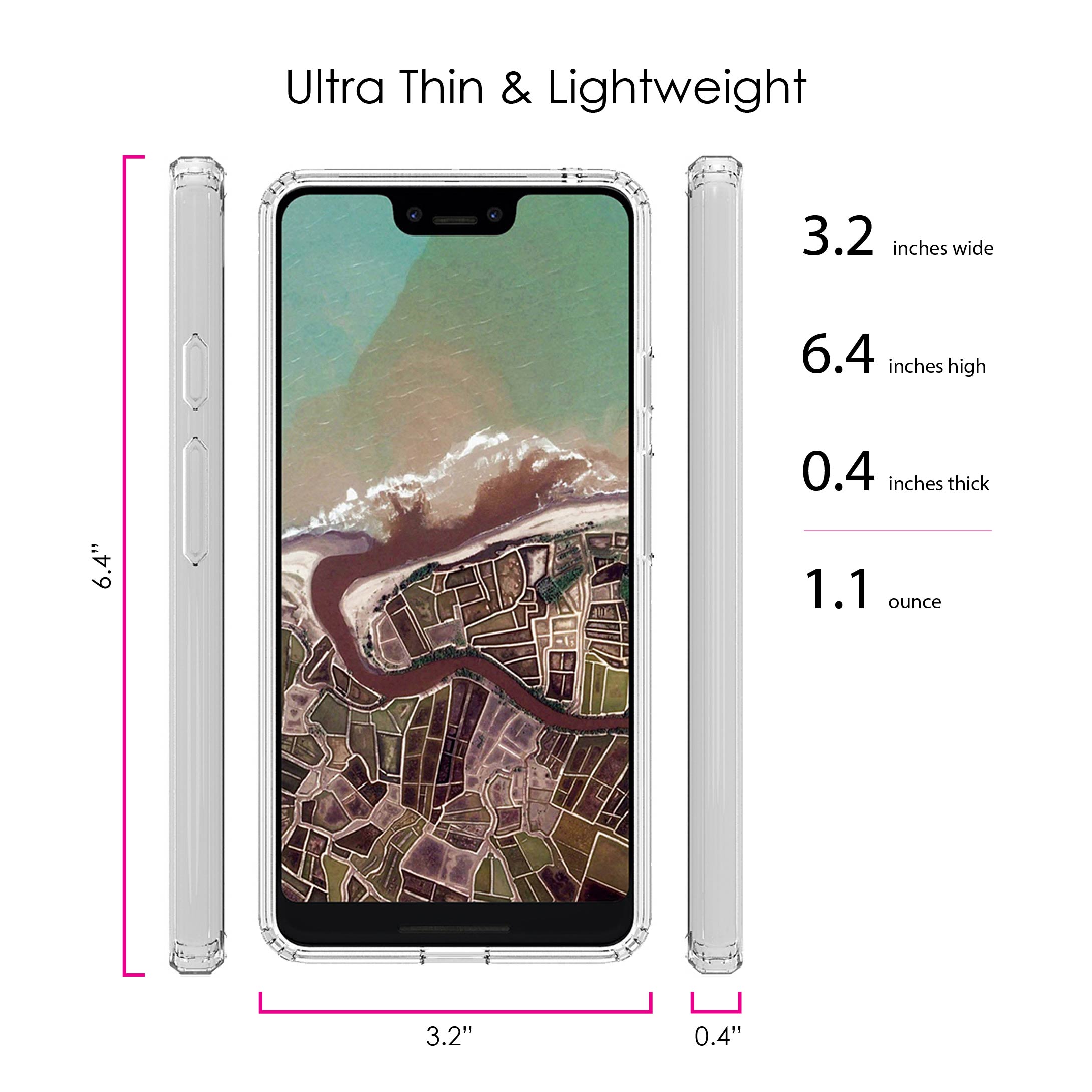 DistinctInk Clear Shockproof Hybrid Case for Google Pixel 3 XL (6.3" Screen) - TPU Bumper Acrylic Back Tempered Glass Screen Protector - Darling Don't Forget to Fall In Love with Yourself - image 5 of 5