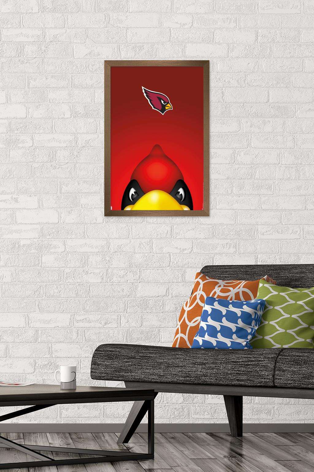 NFL Arizona Cardinals - S. Preston Mascot Big Red 20 Wall Poster, 14.725" x 22.375", Framed