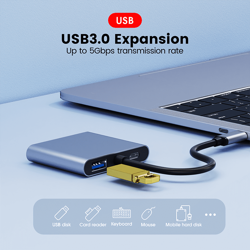 DOONJIEY  USB C MST HUB 4 In 1 with USB-C to 2 HDTV USB3.0 87W Power Delivery For Notebook Phone Laptop USB Port Hub