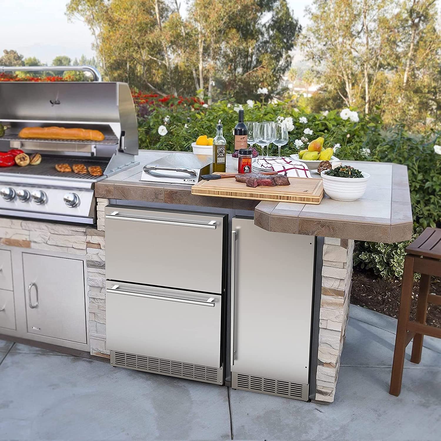 COTLIN 24 Inch Outdoor Drawer Fridge Under Counter Double Drawer