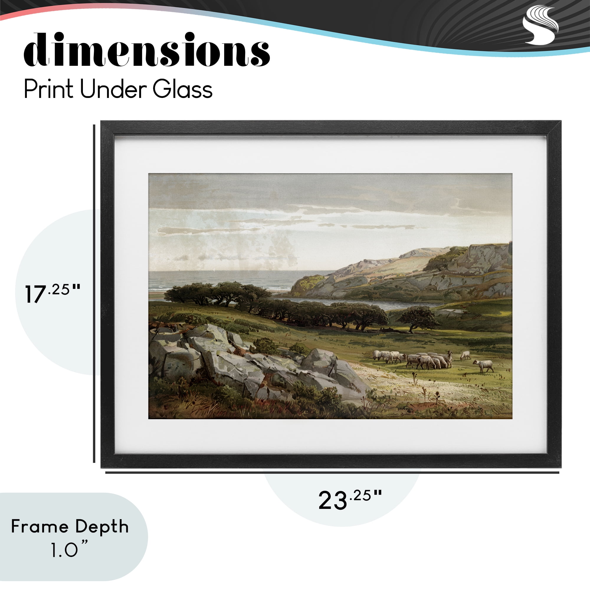 Stupell Industries Sheep in Passionate Landscape Black Framed Print Under Glass, design by Lula Bijoux & co.