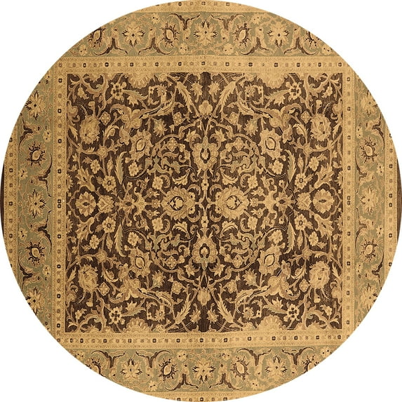 Ahgly Company Indoor Round Oriental Brown Industrial Area Rugs, 3' Round