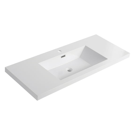 Vanity With Sink, 48" Bathroom Resin Sink, Gloss White Bathroom Vanity,Resin Single Sink Vanity, Bath & Faucets Bathroom Vanities