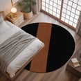 thumbnail image 3 of 3ft Round Rug, Black Brown Non-Skid Rubber Backing Large Area Rugs - Living Room Bedroom Home Office, Contemporary Boho Modern Art Indoor Floor Mat Carpets Washable Rug, 3 of 9