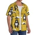 thumbnail image 4 of Xecao offers the Cartoon Bear Yellow for Men's Casual Short-sleeved Shirt, a button-up collared shirt with a pocket, perfect for beach vacations and yacht travel in the Large size., 4 of 7
