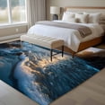 thumbnail image 5 of Sunset Reef Washable Living Room Rugs 6'x9', Seaside Reef Ocean Waves Shiny Sunset Low Pile Throw Large Area Rug Non-Slip Sturdy Edge Binding Carpet for Dining Room Kitchen Office, 5 of 9