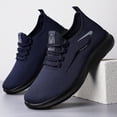 thumbnail image 3 of pwidon Men's Breathable Sneakers Fly Knit Lace Up Slip On Lightweight Cushioned Non Slip Athletic Walking Running Shoes Blue 44, 3 of 5