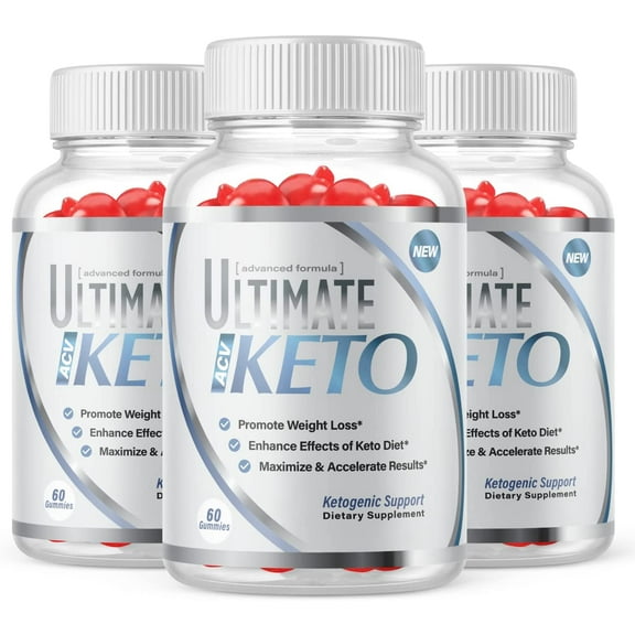 (3 Pack) Ultimate Keto ACV Gummies - Supplement for Weight Loss - Energy & Focus Boosting Dietary Supplements for Weight Management & Metabolism - Fat Burn - 180 Gummies