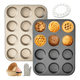 thumbnail image 1 of uego de 2 moldes para cupcakes Xtellar negro antiadherentes con 24 cavidades y guantes, 1 of 3