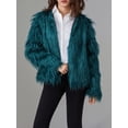 thumbnail image 4 of Diconna Women's Fall Faux Fur Jacket Solid Color Long Sleeve Open Front Plus Size Coat Streetwear, 4 of 9