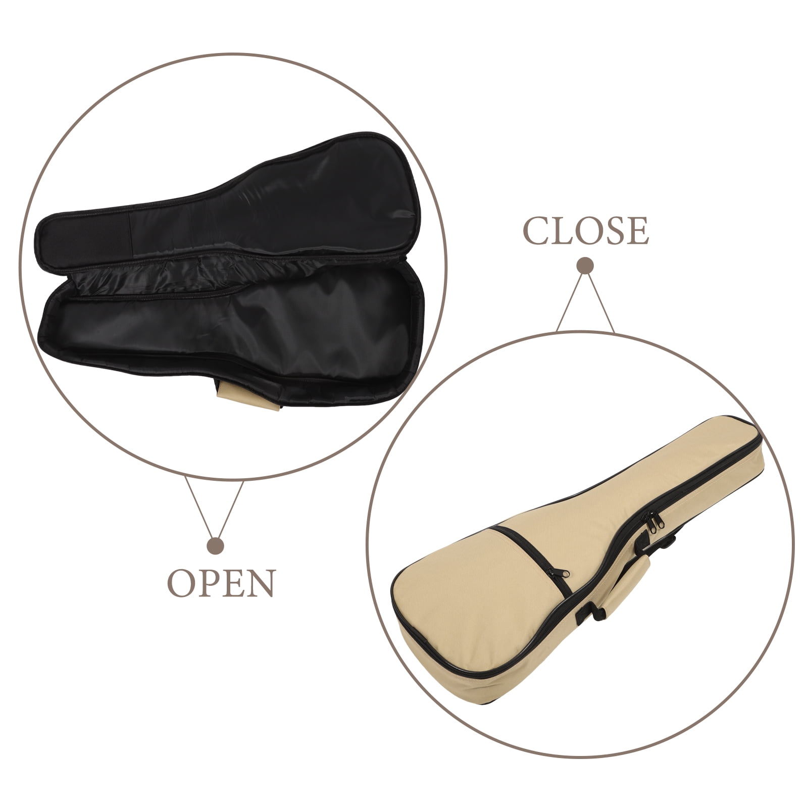 HONMEET Khaki Water-Resistant Ukulele Case with Oxford Fabric, Adjustable Shoulder Straps, Travel Storage Pouch Included