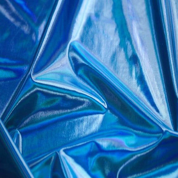 Iridescent Blue Foil Spandex fabric for fashion and upholstery