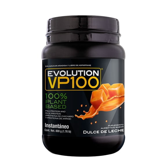 EVOLUCIÓN. Proteina Vegetal Vp100 De Arroz Y Chicharo 800 G (Sabor Dulce de leche) Evolution Nutraceutical Proteína  Vegetal VP100