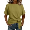thumbnail image 6 of Ichuanyi Basic T Shirts for Women,Round Neck Short Sleeve Summer Shirts,Solid Loose Fit Tshirt, Plain Pullover Tops, Undershirts, 6 of 6