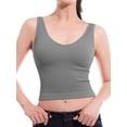 thumbnail image 5 of Made by Olivia Women's Four-way Stretch V-Neck Ribbed Seamless Crop Top -Made in USA, 5 of 6