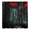 thumbnail image 3 of Ambesonne Fantasy Shower Curtain, Fantasy Building Gothic, 69"Wx70"L, Grey and Red, 3 of 5
